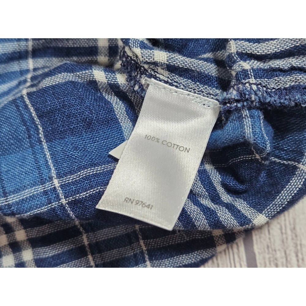 J. Jill Button Front Shirt Womens Small Blue White Plaid Cotton Ombre Tunic - Picture 7 of 9